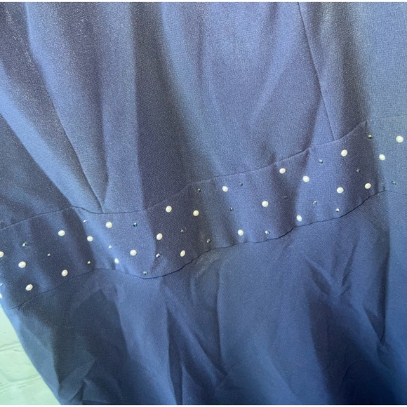 Bari Jay dark blue bedazzled sleeveless long polyester formal dress size 3/4 - Picture 6 of 12